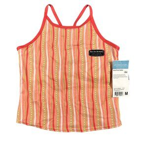 Insport Halter Tank‎ Top Womens Medium F518 Coral Striped Print Halter Pullover